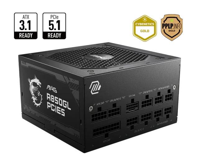 MSI MAG A850GL PCIE5 850 W · fotografía oficial.
