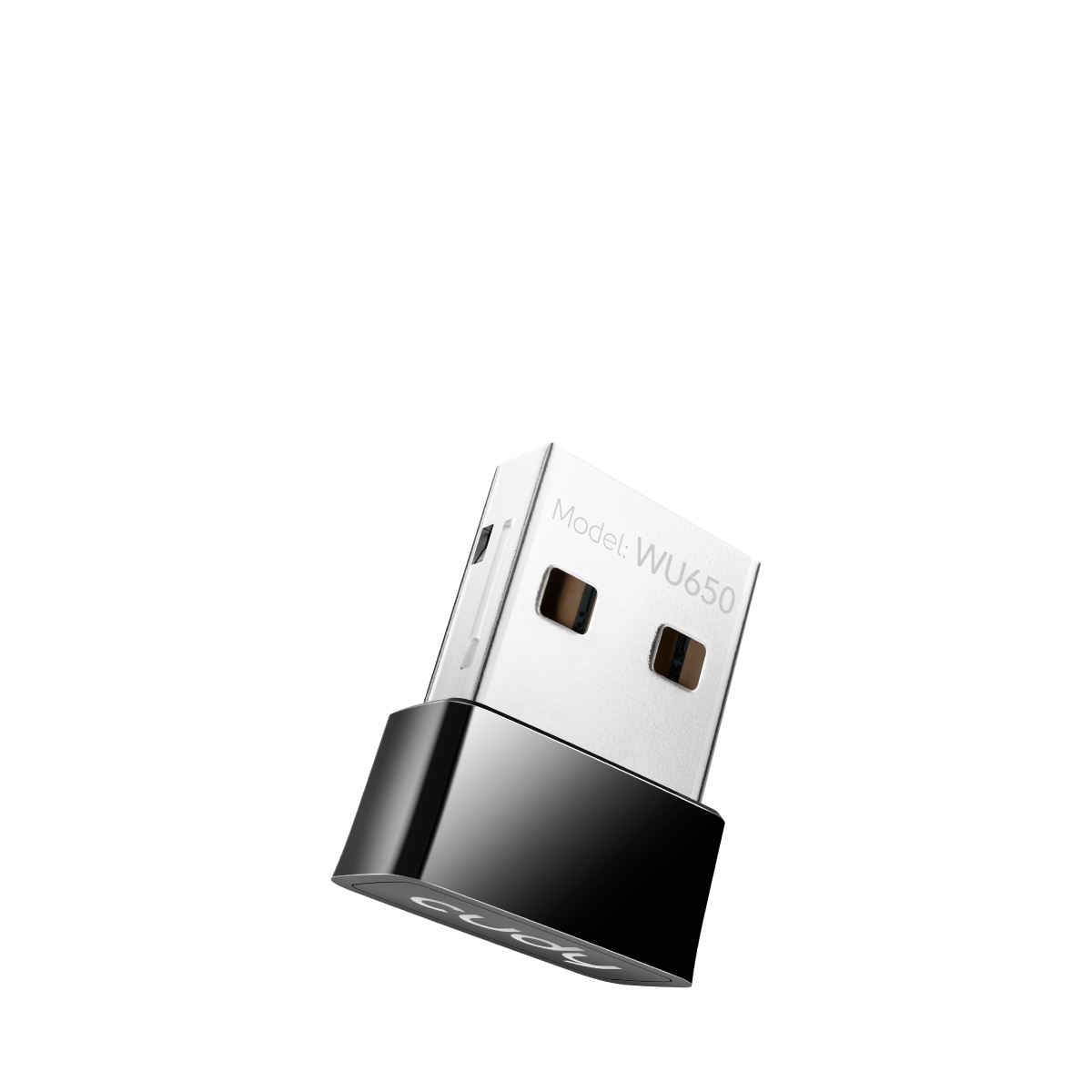 Adaptador USB nano Cudy WU650 negro, con modelo visible en el conector.