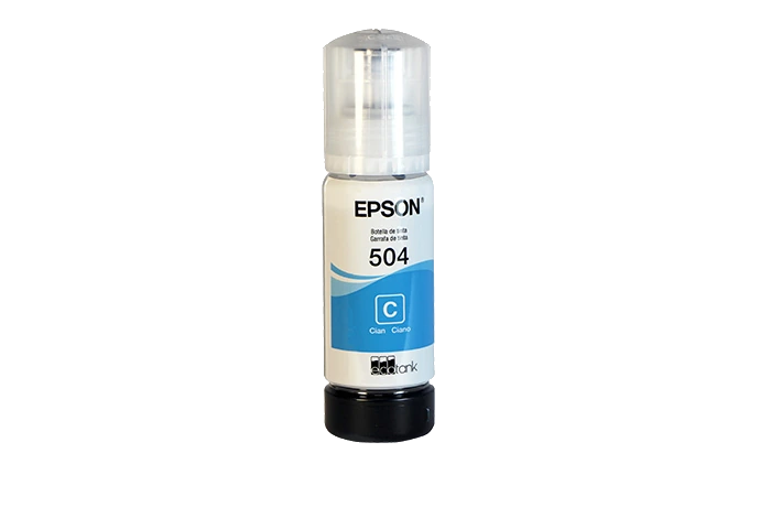 Epson T504 · Tinta cian · fotografía del fabricante.